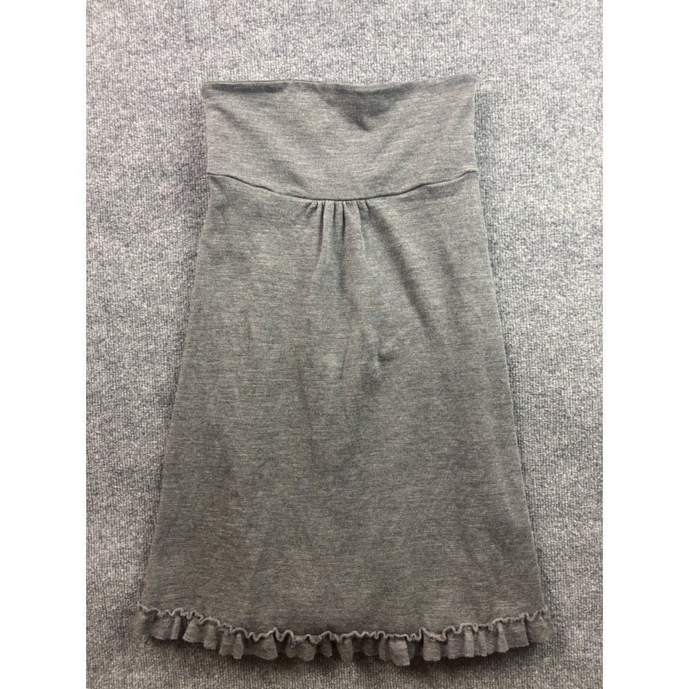 J.Crew Wool Knit Dress Womens 6 Gray Ruffle‎ Hem A-Line Strapless